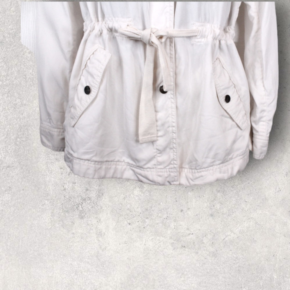 LOFT Utility Jacket Snap Button Drawstring in White Women's Size Small - Picture 6 of 15